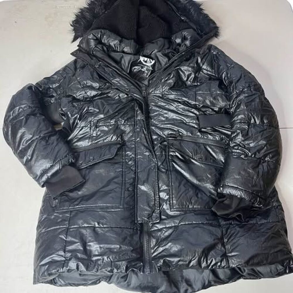 Michael Kors XL Black Puffer Parka with Faux Fur Hood